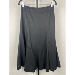Ann Taylor Black Woven Swing Belt Loops Midi Skirt‎ Size 2